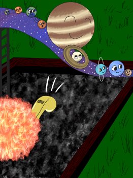 Planets from our solar system going down a slide Planets from our solar system going down a slide