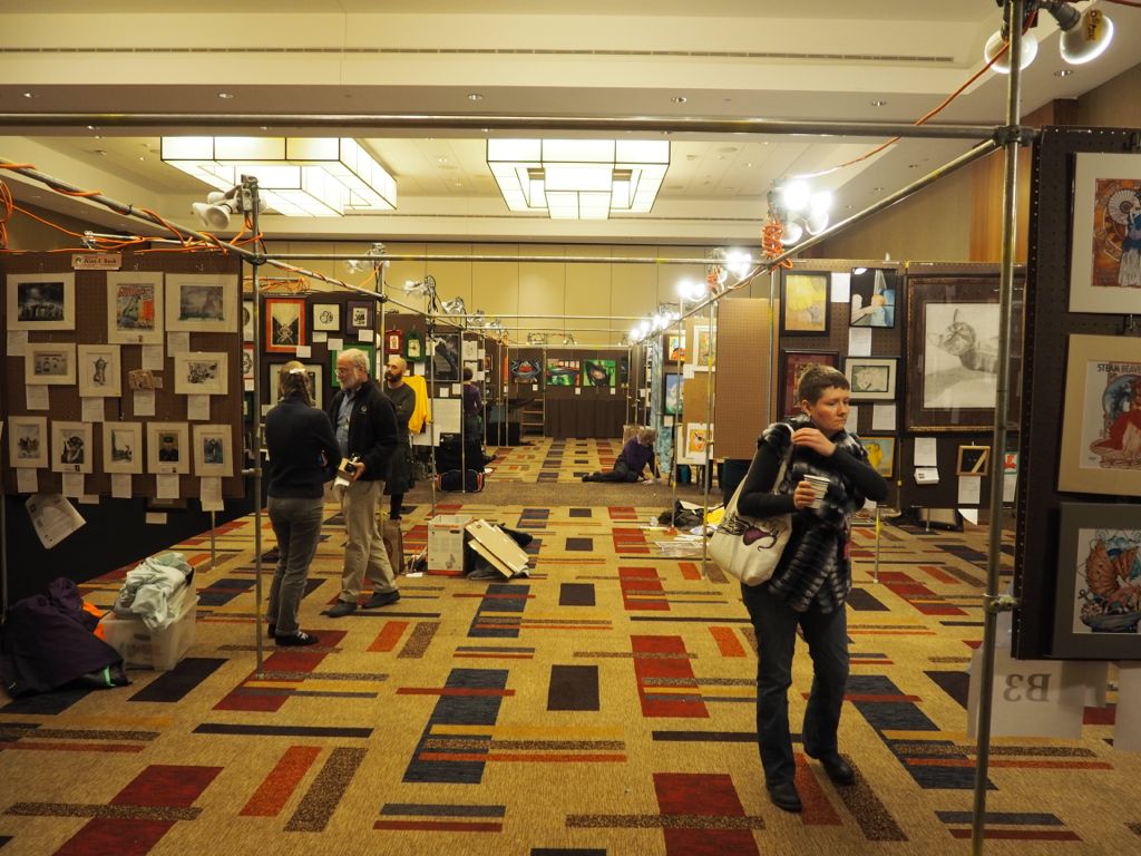 Art being hung
