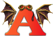 The Arisia Logo, an A with bat wings and steampunk goggles!